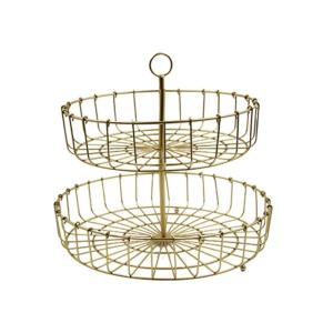 Modern Double Layer Metal Basket For Homes Kitchen Rustproof Iron Tray With Airflows Meshes Designs
