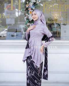 Batik Couple Kondangan dan Kebaya Laffeya Mauve Baju Lamaran Wisuda Elegan