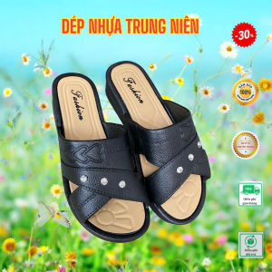 GIA87: Dép nhựa quai ngang nử đế cao cho người trung niên người già đế mềm êm chân