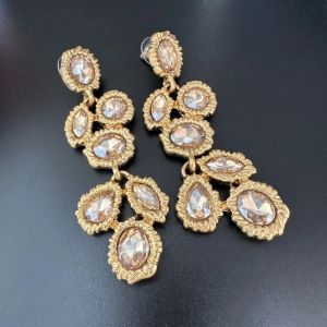 Fashion Jewelry Vintage Long Warm-Tone Multicolor Crystal Drop Earrings for Women Statement Shoulder Duster Stud Earrings for Women