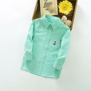 Button Down Plain Long Sleeve Polo for Boys 5-12Y Korean Style Plain Casual Formal Attire Collar Polo for Kids