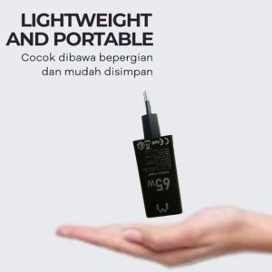 Mediatech GaN Pro Charger Portabel 65W Dual Output Type C & USB A Warna Hitam