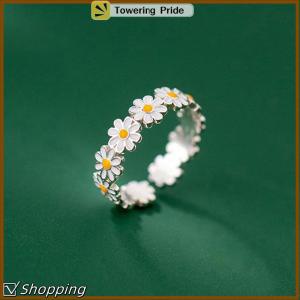 [Towering Pride] Vintage Daisy Flower Rings For Women Cute Flower Ring Adjustable Open Finger Ring Wedding Engagement Rings Trends Female Jewelry