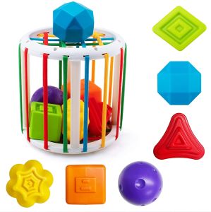 Baby Shape Sorting Toy Sorting Baby Toy with Elastic Bands Sensory Sorting Bin Fine Motor Skill Early Learning Preschool Educational Gift Ages 10 Months and Up