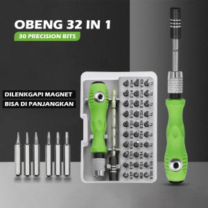 Big Mom Obeng Set Reparasi 32 In 1 Magnetic Screwdrivers Repair Tool For Smartphone - Reparasi Tool Set 32 In 1 Obeng Set Reparasi - Obeng Elektronik / Obeng Set Reparasi Kotak Transparan Multi Screwdriver Gagang Hijau