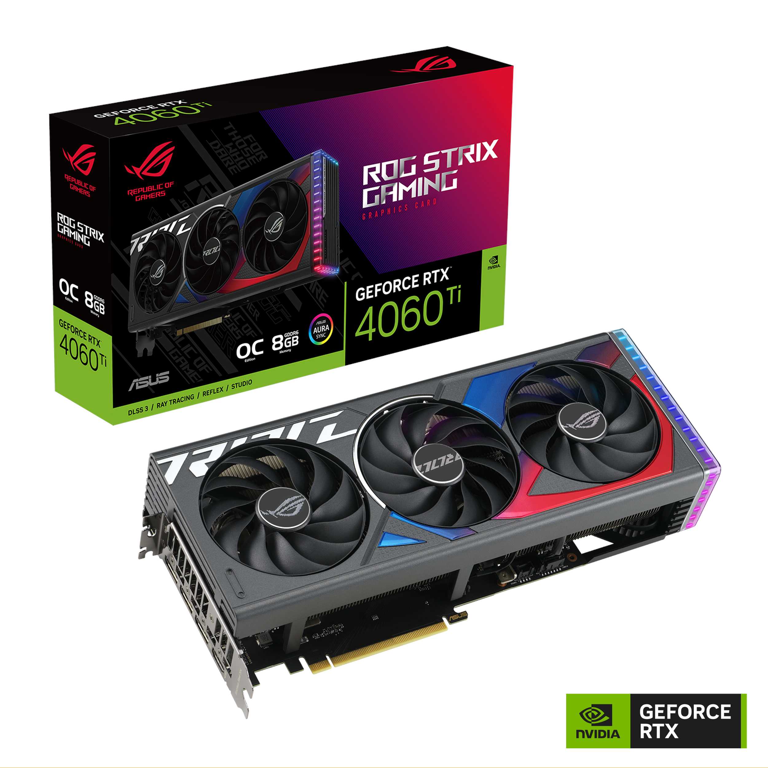 ASUS ROG Strix GeForce RTX 4060 Ti 8GB GDDR6 OC Edition with DLSS 3 and chart-topping thermal performance. - ROG-STRIX-RTX4060TI-O8G-GAMING