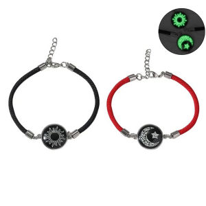 2pcs/Set Luminous Couple Bracelet for Lover Luminous Sun & Moon Woven Bracelet Charm Friendship Girlfriend Party Jewelry Gifts