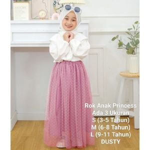 Rok Tutu Anak Perempuan 3-11 Tahun Model Terbaru Rok Tutu Princess Panjang Korea Style Matt Moscrepe Mix Tille Dot Model Fashion Viral Kekinian Good Quality Premium
