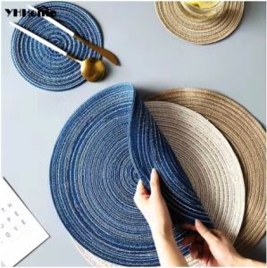 Elegant Placemats For Dining Table: Cotton-Ramie Japanese Style Heat-Resistant Round Design