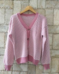 Magra Cardigan Knit Motif Zigzag Korean Style Premium Knitwear