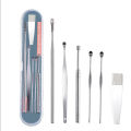 Ear Cleansing Tool Kit Spring Ear-Wax  Picks Curette with Storage Box and Cleaning Brush for Adults and Kids ( 6 in1Set). 