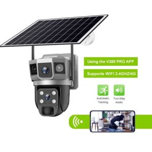 V380 Pro Wireless Solar Camera 4G SIM Outdoor Wifi 10X Zoom Automatic Tracking Humanoid Detection Support PTZ Two-Way Audio Full Color Night Vision Waterproof CCTV