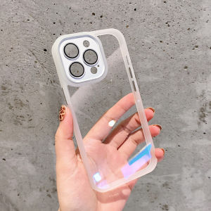 CrashStar Shockproof Transparent Hard Phone Case For iPhone 15 14 Pro Max Plus 13 Pro Max 12 Pro Max 11 Pro Max Simple Luxury Clear Phone Casing With Metal Bottons With Full Cover Lens Camera Cover Shell