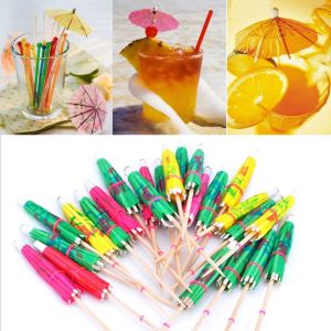 HENLI Luau Wood tail Picks Wedding Party Drinks Sticks Toothpick Paper Umbrellas Parasols