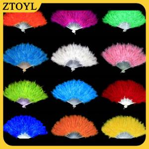 ZTOYL 9 Màu Sắc Mới Trang Phục Đám Cưới Showgirl Nhảy Gấp Tay Lông Fan Ưa Thích