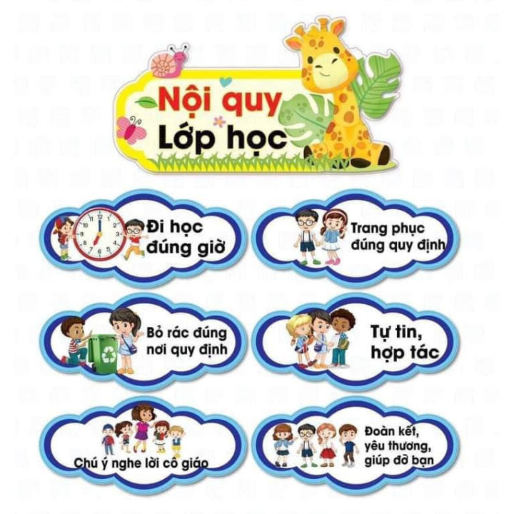 DECAL Nội quy lớp học bóc dán dùng dán tường, trang trí lớp học ...