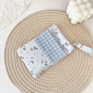 YOYO CHARMING Sweet Mini Cosmetic Bag Cute Makeup Bag Grid Pattern Purse Portable Small Item Bag Sanitary Napkin Storage Bag Women