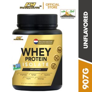 Pharmanutri Whey Protein Isolate 100% Unflavoured 907g (2lbs) 30 Ser 27.3g Protein Per Serving - 91% Protein By Weight