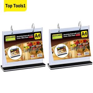 2pcs Menu Display Stand Acrylic Sign Holder Desktop Double Display Holder for Picture Card Store Office Menu Retail Show