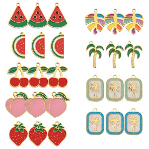 3pcs Women’s Earring Necklace Pendant Elegant Enamel Charm for DIY Crafting in Alternative Shapes