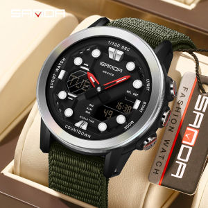 SANDA Teens Watch Military Watch for Boy Girl Nylon /TPU Strap World Time Waterproof Shockproof Luminous Army Digital Watch with 4 Alarms Countdown Timer Quartz Sports Watches