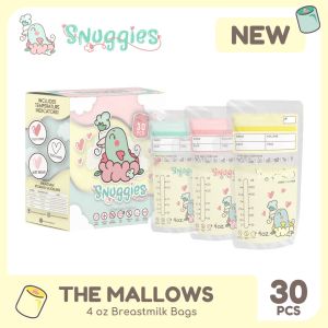 1 PACK ALL NEW!!! 4oz Snuggies Breastmilk Bag MALLOWS EDITION - Store and Pour with SPOUT and THERMAL SENSOR INDICATOR 30pcs/box