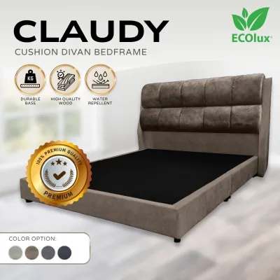 ECOlux - Claudy Cushion Divan Bedframe | Bed Frame | High Quality Fabric