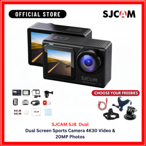 SJCAM SJ8 Dual Screen Action Camera 4K30 Video & 20MP PhotosHD night vision Vlogging action camera for motorcycle (Black)