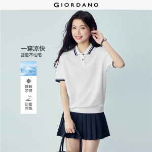 Giordano Beau Monde Women Cooling anti-UV short raglan sleeve polo shirt Free Shipping 13316221