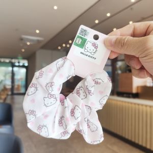พร้อมส่ง โดนัทมัดผม ยางรัดผม Sanrio ลิขสิทธิ์แท้ นำเข้า ยางมัดผมแบบผ้า พิมพ์ลายHello Kitty Kuromi