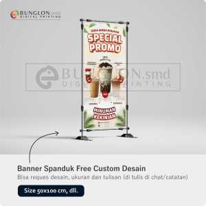 PRINT CETAK SPANDUK BANNER ANEKA MINUMAN WARNA CREAM CUSTOM DESAIN
