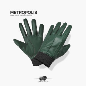 WJ Leather - Sarung Tangan Kulit Asli Metropolis Green Army