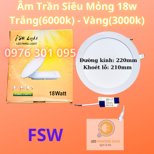 [FSW] Bóng Đèn Led Âm Trần Thạch Cao Siêu Mỏng - Tròn 7w/9w/12w/18w Chính hãng bảo hành 2 năm