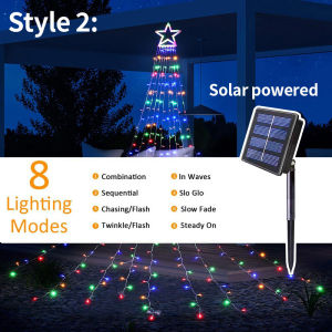 350LED Christmas Tree Waterfall String Light Outdoor Garden Five Pointed Star Hanging Curtain Light