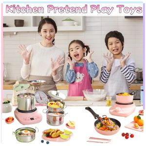 Childrens Mini Kitchen Toy Set Mini Kitchen Stainless Steel Educational Security Pretend Play Cookable Kitchenware Toy Set