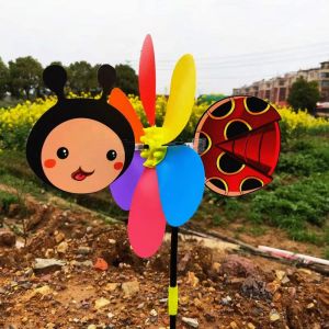 INNICE Colorful Cartoon Windmill Three Dimensional Plastic Animal Bee Six Colors Windmill  Cartoon Children Toys Garden Yard Decor