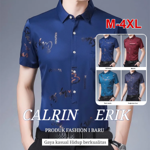 Kemeja Pria Lengan Pendek Motif Kasual Tipis Kemeja Anti Besi Lembut Es Kemeja Pria Serat Bambu Anti Kerut Pakaian Kasual Bisnis Baru Untuk Pria