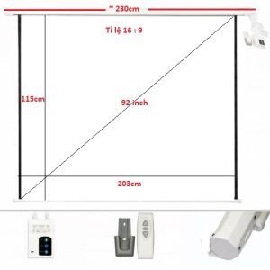 Màn chiếu điện bấm remote Apollo tỉ lệ 16 : 9 92 inch 100 inch - Vui lòng đọc mô tả sản phẩm
