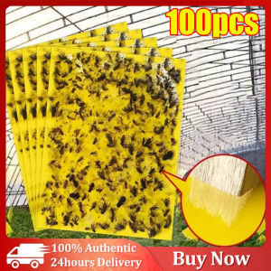 【COD】100PCS Strong Flies Traps Bugs Sticky Board Yellow Double-Sided Sticky Insect Board Catching Gnat Traps Killer For Indoor Outdoor Flying Plant Insect Like Fungus Gnats Whiteflies Aphids Leaf Miners Other Flying Plant Insects 10x20cm