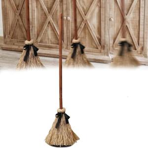 Floating Witchs Broom –Haunted Dancing Broom Tall Animated Light Up Moving Shaft with Eerie Sounds Flying Witch Decor for Indoor/Outdoor Halloween Porch & Home Party