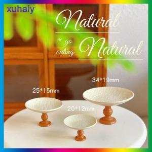 xuhaiy บ้านตุ๊กตาถาดลายจิ๋ว1ชิ้นจานอาหารขนาดเล็กจานทรงสูงผลไม้ของเล่นแบบทำมือ