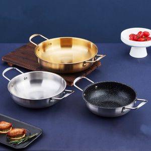 LSMSMAVDS เหล็กไร้สนิม หม้อไฟขนาดเล็ก มืออาชีพอย่างมืออาชีพ มัลติฟังก์ชั่นการใช้งาน หม้อก๋วยเตี๋ยวกลม เครื่องมือทำอาหารในครัว แบบพกพาได้ หม้อทำอาหารทำอาหาร ปิกนิกปิกนิก
