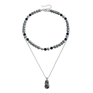 MARBLEX Double Layer Beaded Necklace Snowman Pendant Russian Khokhloma Floral Choker High Quality Chain Women Jewelry Gifts