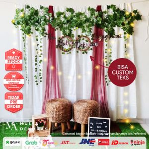 Dekorasi Lamaran Tunangan Backdrop Nikahan DIY Akad Nikah Paket MM Lengkap Dengan Kebaya Batik