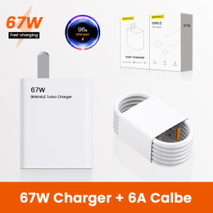 BKWHALE 67W Fast Charger Turbo Charge Adapter USB 6A Type-C Fast charging Cable For Xiaomi Redmi