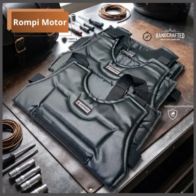 Rompi Motor Tangguh Aman dan Nyaman di Badan Hitam Polos