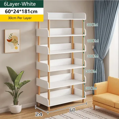 BONA 5layer Multipurpose Bookshelf Home Storage Shelves Rack White Decorative Rack Wooden Bookshelf Display Shelf 書架
