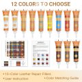 12 Colors Leather Repair Kit for Furniture, Vinyl Repair for Car Interior Seats Couch Sofa, Leather Filler Repair Scratches Fade Leather Paint for Bag Shoes, Restore PLeather, Bonded, Italian, Genuine. 