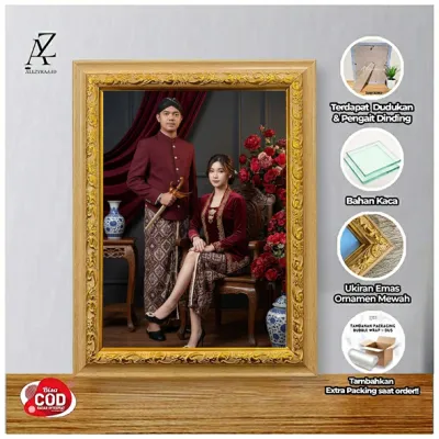 Cetak Foto + Bingkai KACA JUMBO 30X40 cm Murah HASIL JERNIH || Frame Pigura cuci foto aesthetic Wedding Pernikahan Foto keluarga