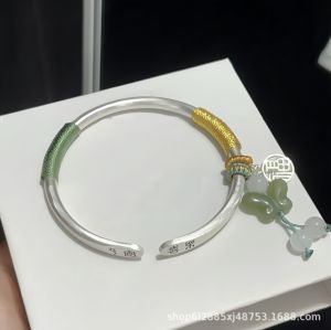 2025 สร้อยข้อมือเงินบริสุทธิ์ลายเมฆสำหรับผู้หญิง 999 สร้อยข้อมือเงินแท้แบบโบราณเรเคลือบเงาสำหรับของขวัญวันเกิดแฟน